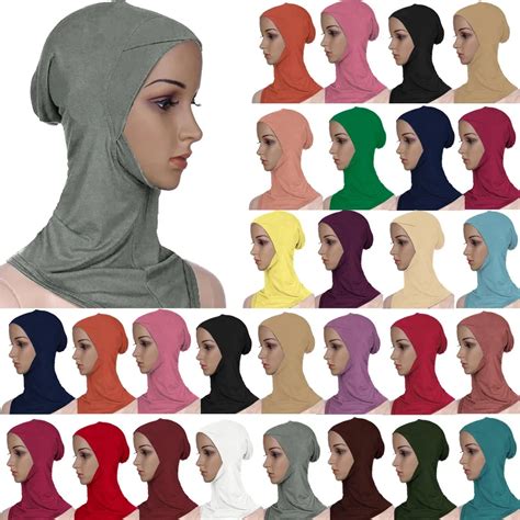 Solid Color Cross Benaies Hat Bonnet Underscarf Women Muslim Instant