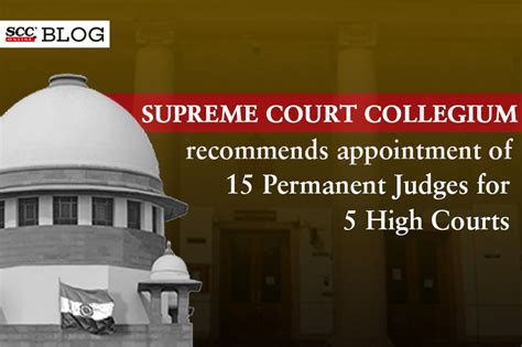 Sc Collegium Recommends Appointment Of Permanent Judges For 5 High Courts