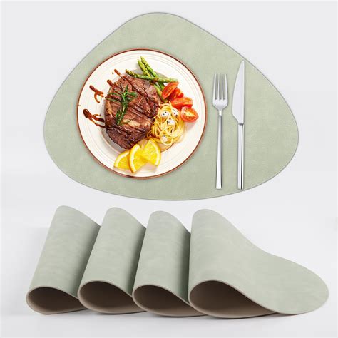 Double Sided Leather Placemats Set Of 4 PU Dining Table Placemats Two