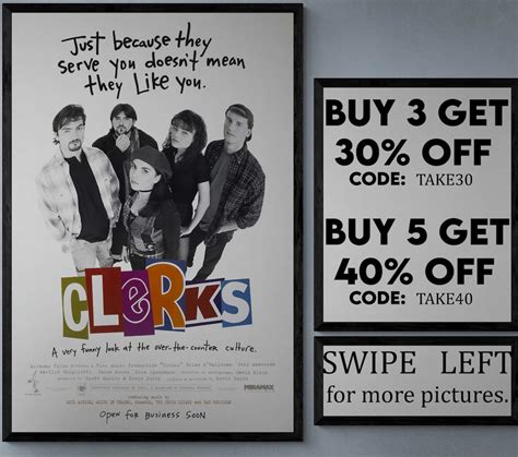 Clerks Movieshow Poster Wall Art Printed And Shipped 857 Etsy