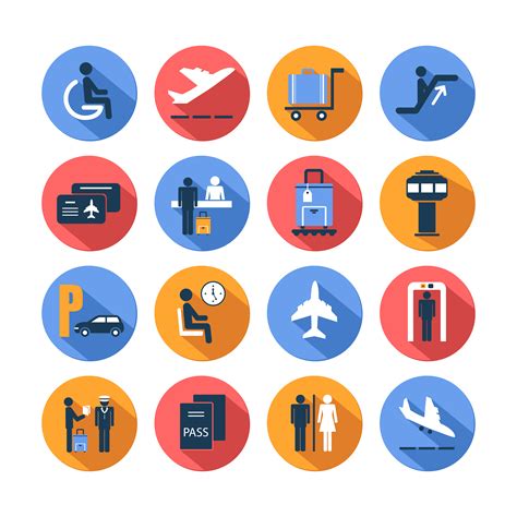 Colored Airport Icons Set 459488 Vector Art At Vecteezy