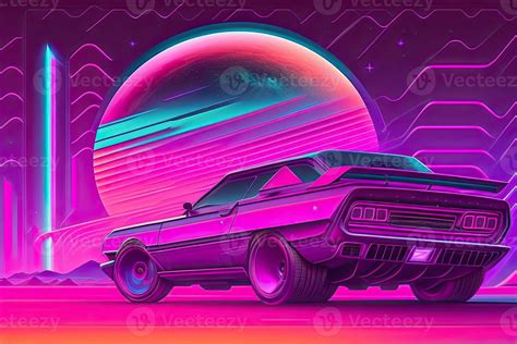 New Retrowave Purple Neon Background Design Art 25520710 Stock Photo at ...