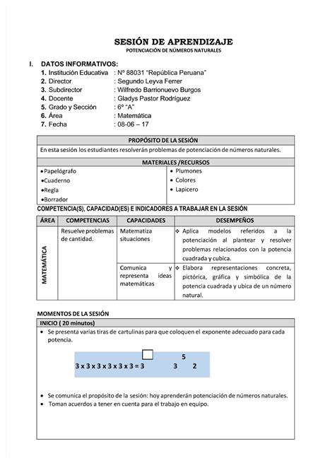 Pdf Sesion De Potenciaciondocx Compress Sesi N De Aprendizajesesi N