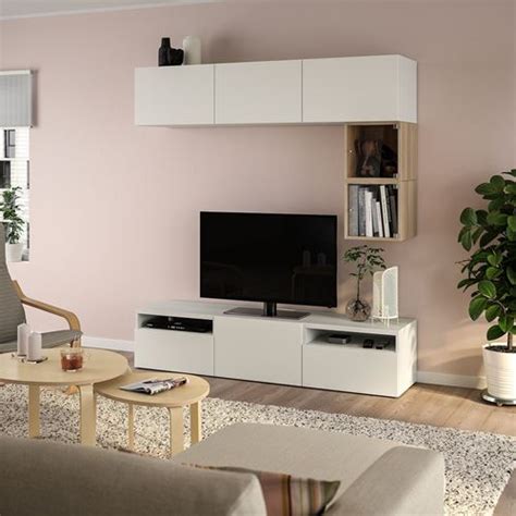 Besta Eket White White Stained Oak Effect X X Cm Tv Storage Unit