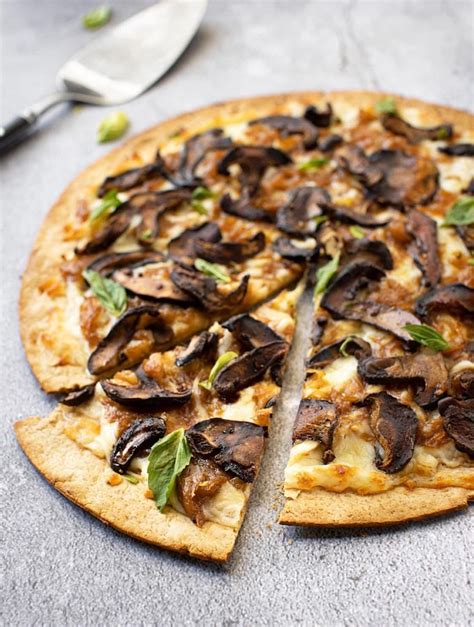 Vegan Caramelized Onion Pizza With Shiitake Mushroom Bacon The