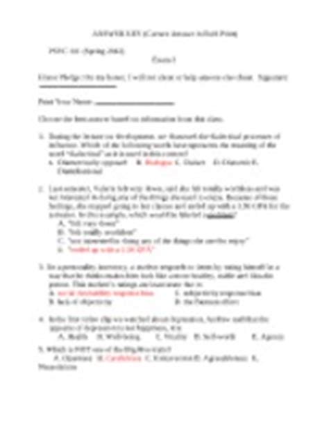 Exam3KeySpr12Sakai 2 ANSWER KEY Correct Answer In Bold Print PSYC 101