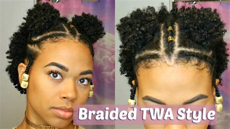 Double Puff Braided Twa Style Type 4 Natural Hair Youtube