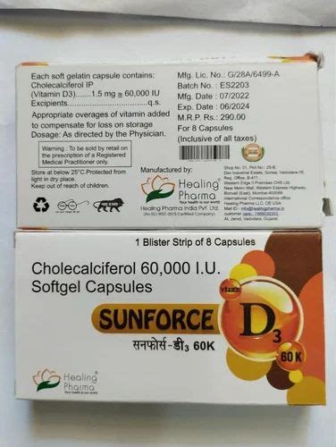 SUNFORCE D CAPSULE 60000 IU At Rs 100 Stripe Pharmaceutical Medicines