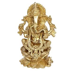 Kartique Brass Ganesh Bhagwan Idol Ganesha Statue Ganpati Murti For