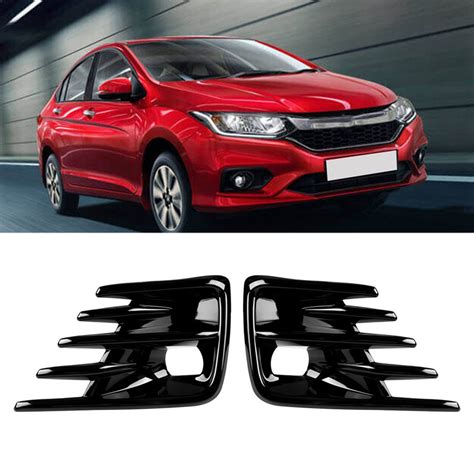 Gloss Black Car Bumper Fog Light Grille Foglamp Cover Trim For