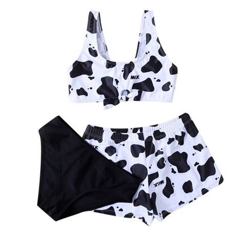 Cow Print Sleeveless Polyester Swimsuit Set Girl S Walmart