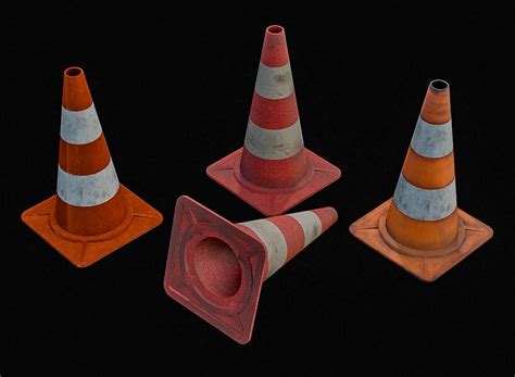 Artstation Traffic Cone 3d Model Set Game Assets