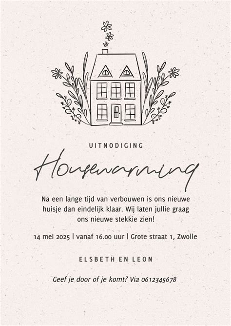 Stijlvolle Uitnodiging Voor Een Housewarming Kaartje2go