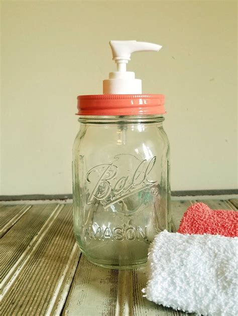 Coral Mason Jar Soap Pump Dispenser Lid Plastic Soap Pump Etsy