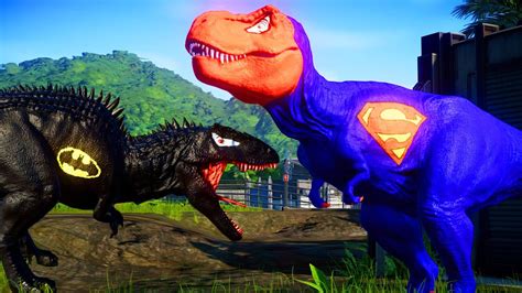 Superman T Rex Vs Batman Giganotosaurus Jurassic World Dominion Dinosaurs Fighting Venom