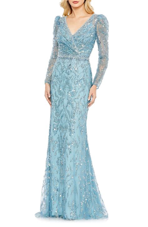 Mac Duggal Embellished Long Sleeve Evening Gown Editorialist