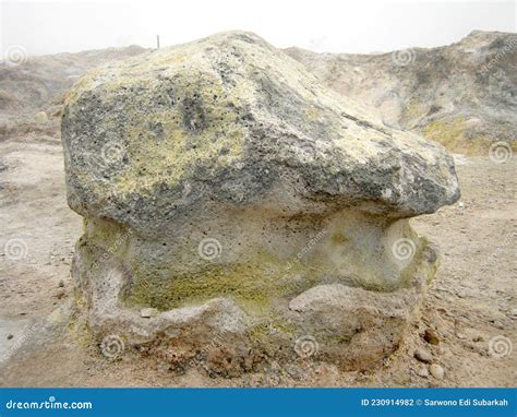 A Big Volcanic Rock in the Dieng Plateau, Indonesia. Stock Photo ...