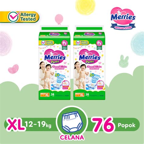 Merries Popok Bayi Good Skin Pants XL 12 19 Kg 38 X 2 Isi 76