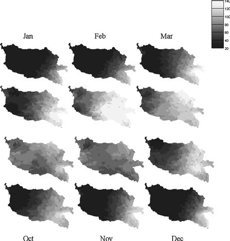 Spatial Patterns Of Mean Monthly Precipitation Mm Month For The