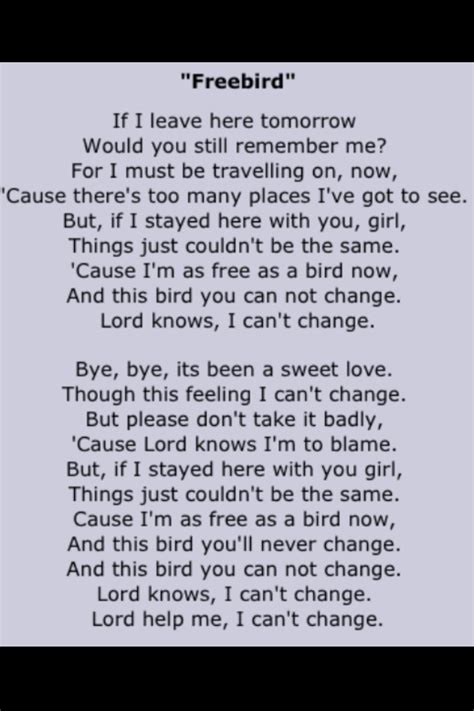 Lynyrd Skynyrd Free Bird Lyrics