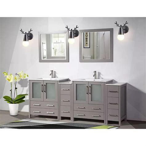 Vanity Art Brescia 84 inch Bathroom Vanity in Grey with Double Basin ...