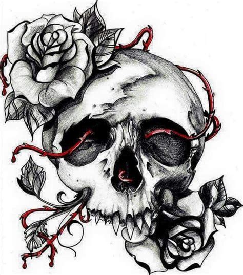 Pin By Beth Cavenar On Skulls And Bones Skull And Rose Drawing Skulls