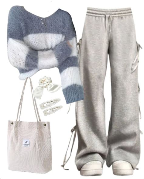 OOTD Oversized Sweater Bow Tie Sweatpants Corduroy Tote Bag In