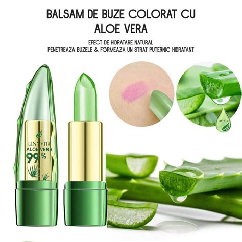 Set Bucati Balsam De Buze Nuantator Cu Aloe Vera Linovit Hranitor