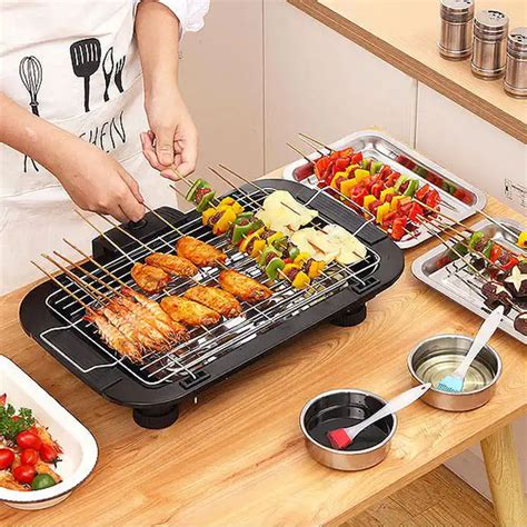 Electric Barbeque Grill Smokeless Indoor / Outdoor BBQ Grilling and ...