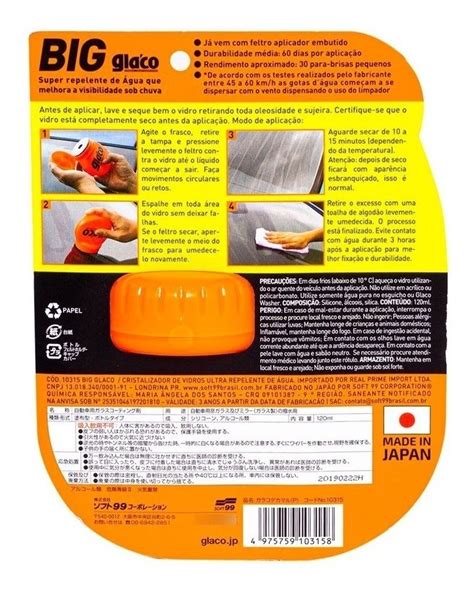 Glaco Repelente Gua Para Vidros Parabrisas Soft Big Ml