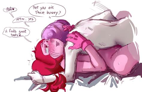 Rule 34 2girls Blush Gloves Gyger Been Hair Bun Hugging Long Hair Nude Pink Hair Pink Pearl