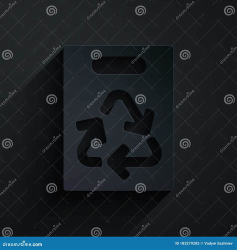 Paper Cut Paper Shopping Bag With Recycle Icon Isolated On Black