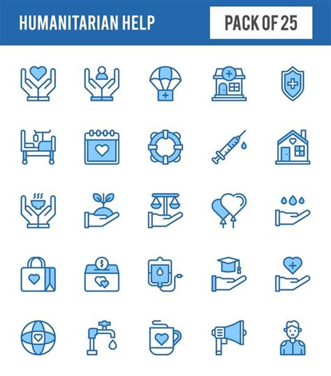 Premium Vector 25 Humanitarian Help Two Color Icons Pack Vector Illustration