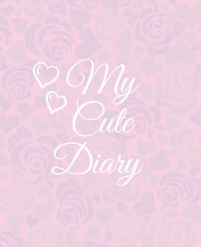 A Pink Background With Hearts And The Words My Cute Diary Written In White On It