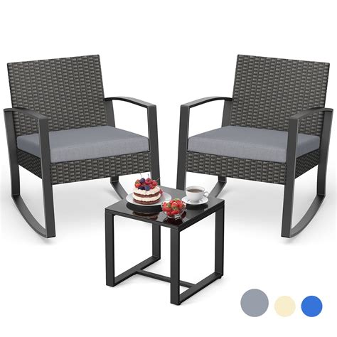 Buy Aiho Pieces Wicker Patio Set Outdoor Rocking Bistro Patio Outdoor