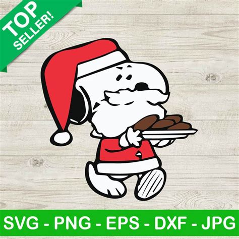 Snoopy Christmas Santa Claus Svg Snoopy Santa Eat Cookie Svg Santa