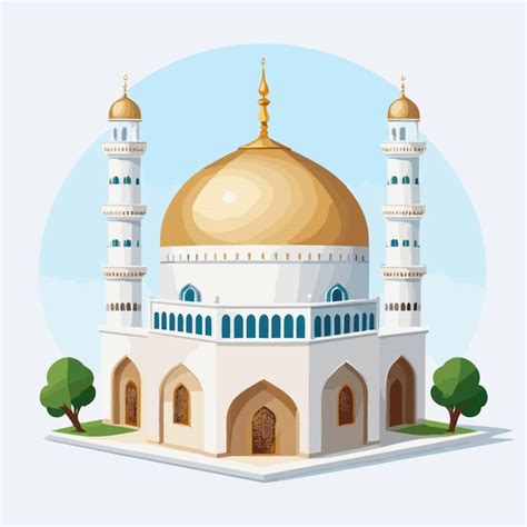 Premium Vector | Masjid cartoon vector on white background