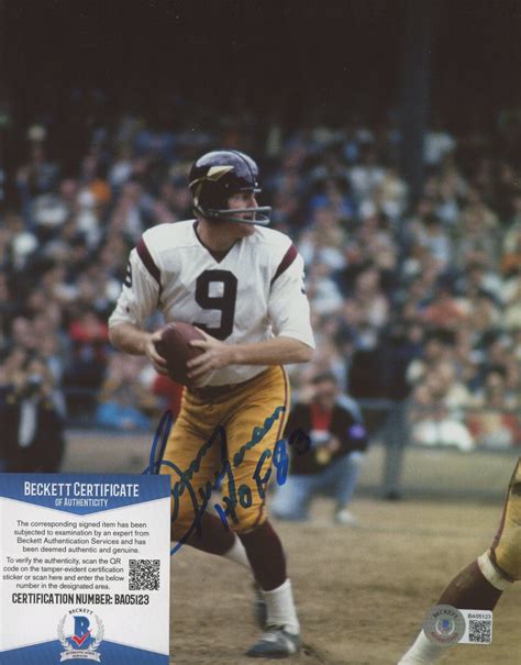 Sonny Jurgensen Signed Redskins X Photo Inscribed Hof Beckett