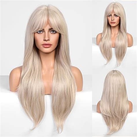 Amazon Haircube Blonde Wig With Curtain Bangs Long Platinum