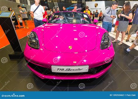 Porsche 718 Pink Boxster At The Singapore Motor Show Editorial