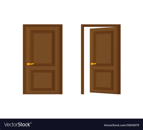 Open And Closed Door In Flat Style Royalty Free Vector Image