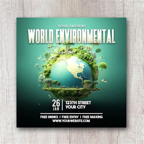 Premium Psd World Environmental Education Day Square Flyer Social