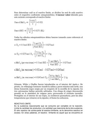 Reactivo Limite Y Rendimiento Porcentual PDF