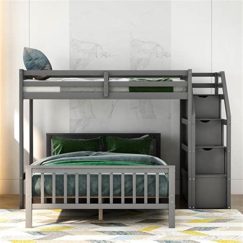 Isabelle Max Abingd Solid Wood Twin Over Full L Shape Bunk Beds With