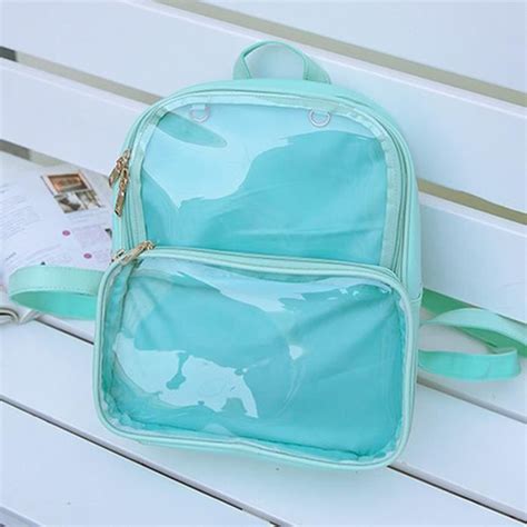 Vert Joli sac à dos Transparent en PVC pour femmes et adolescentes