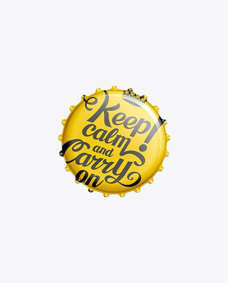 Metal Bottle Cap on Yellow Images Object Mockups