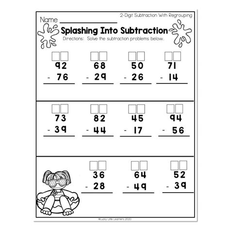 Nd Grade Math Worksheets Place Value Digit Subtraction With