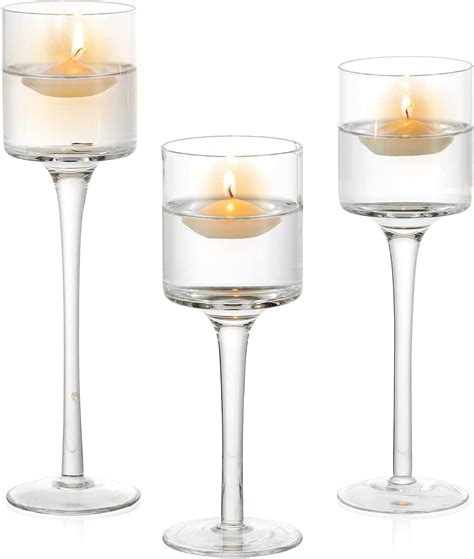 Weinsamkeit Porta Candele Vetro Portacandele Alto 3Pcs Portacandele A