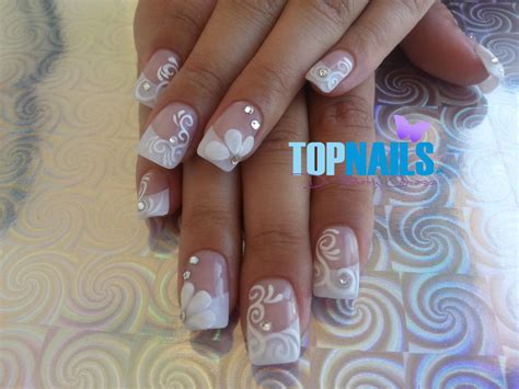 topnails cl Uñas Acrílicas francesas de Novia con Decorado 3D