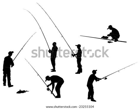 Series Fisherman Silhouettes Stock Illustration 23255104 Shutterstock